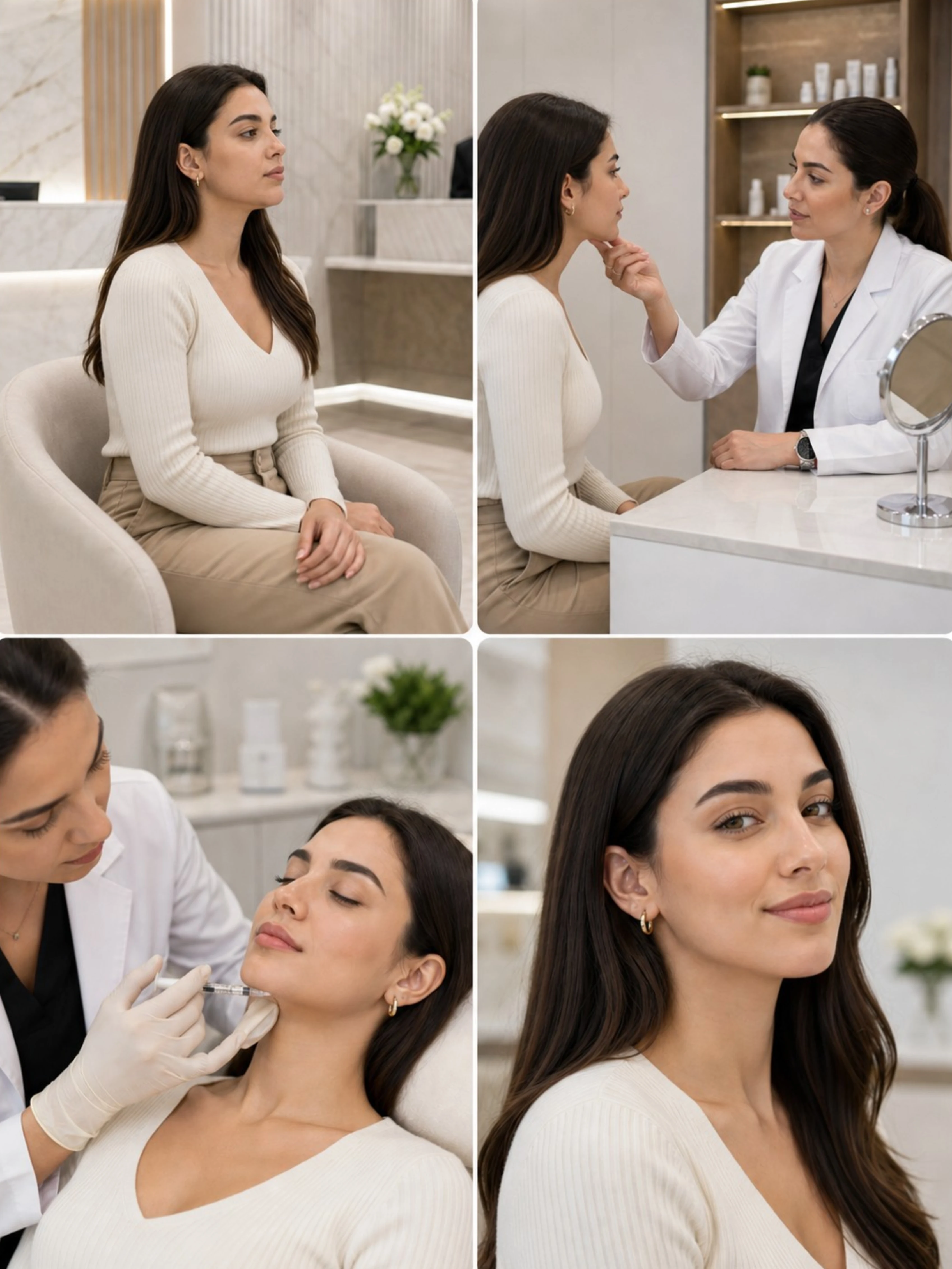 خطوات إجراء تحديد خط الفك بالفيلر (Jawline Filler Dubai)